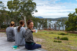 relaxing at Bruny Island Lodge