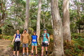 Kate Martin, Ben Iles, Lisa Barnett and Rob Youl prepare to race