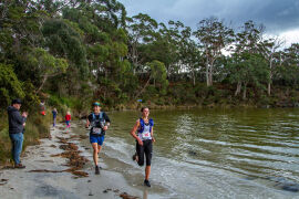 Kate Martin and Ben Brockman finishing